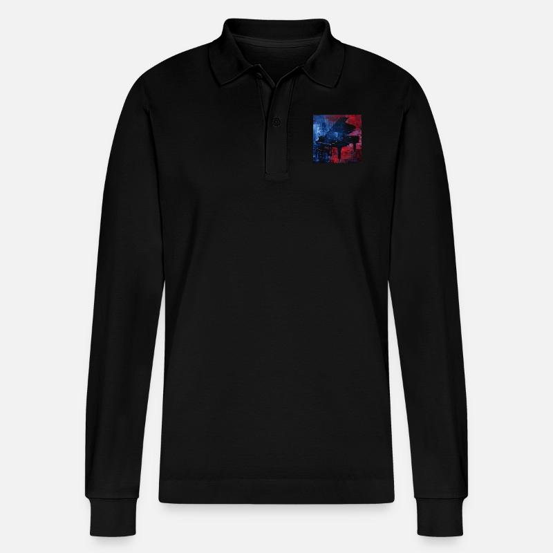 Klavier - Stanley/Stella Unisex Bio-Langarm-Poloshirt Prepster - Schwarz