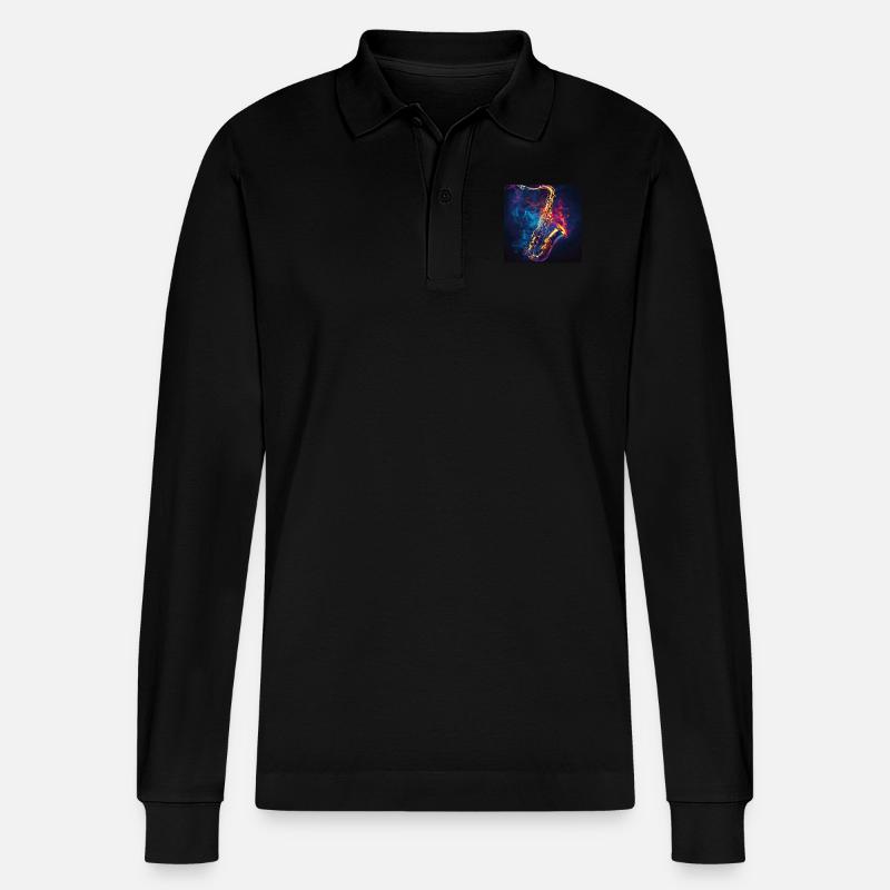 Saxophon - Stanley/Stella Unisex Bio-Langarm-Poloshirt Prepster - Schwarz
