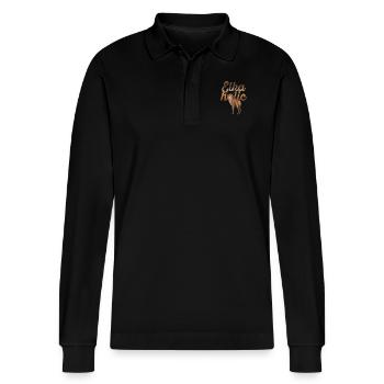 Elchjagd Elkaholische Jäger - Stanley/Stella Unisex Bio-Langarm-Poloshirt Prepster - Schwarz - Vorne - Anna (173cm) & Nico (186cm)