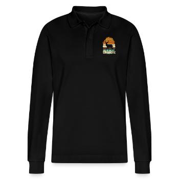 Elchjagd Elkaholische Jäger - Stanley/Stella Unisex Bio-Langarm-Poloshirt Prepster - Schwarz - Vorne - Anna (173cm) & Nico (186cm)