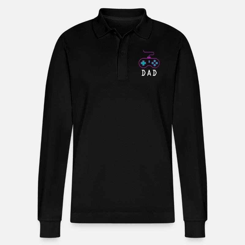 Dad Gamer - Stanley/Stella Unisex Bio-Langarm-Poloshirt Prepster - Schwarz