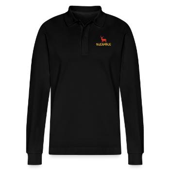 Elchjagd Elkaholische Jäger - Stanley/Stella Unisex Bio-Langarm-Poloshirt Prepster - Schwarz - Vorne - Anna (173cm) & Nico (186cm)