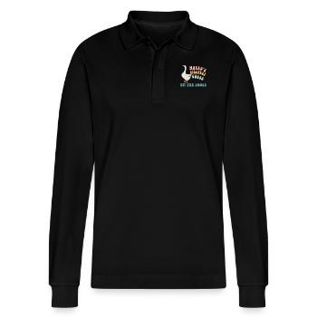 Die dümmste Gans der Welt auf freiem Fuß - Stanley/Stella Unisex Bio-Langarm-Poloshirt Prepster - Schwarz - Vorne - Anna (173cm) & Nico (186cm)