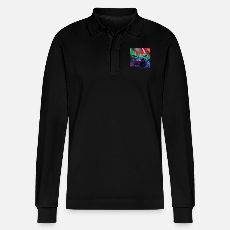 Schlagzeug - Stanley/Stella Unisex Bio-Langarm-Poloshirt Prepster - Schwarz