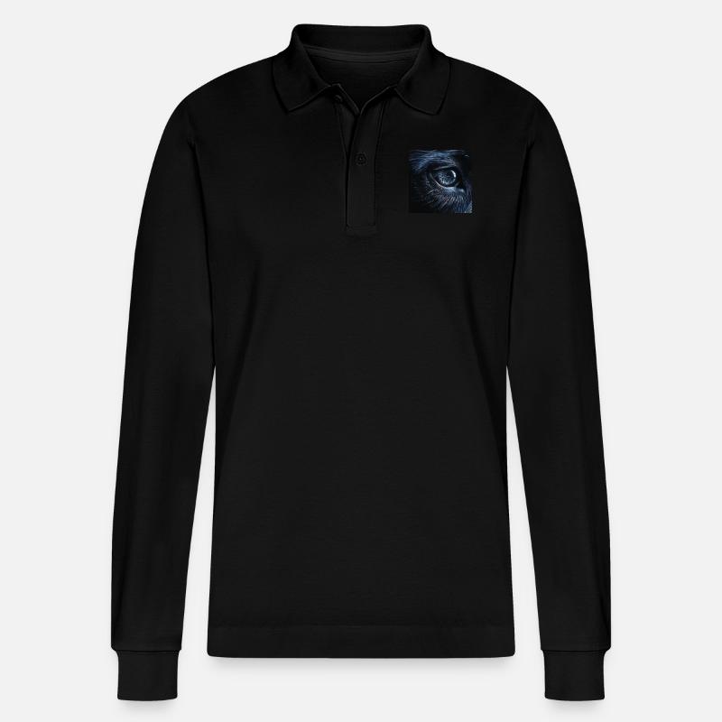 Wolfsauge - Stanley/Stella Unisex Bio-Langarm-Poloshirt Prepster - Schwarz