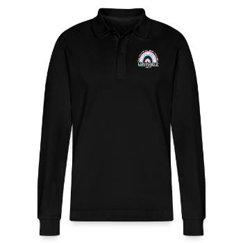 Waymaker Promise Keeper Miracle Worker - Stanley/Stella Organic Unisex Long-Sleeved Polo Shirt Prepster - black - Front - Anna (173cm) & Nico (186cm)