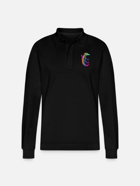 Krokodil - Stanley/Stella Unisex Bio-Langarm-Poloshirt Prepster - Schwarz
