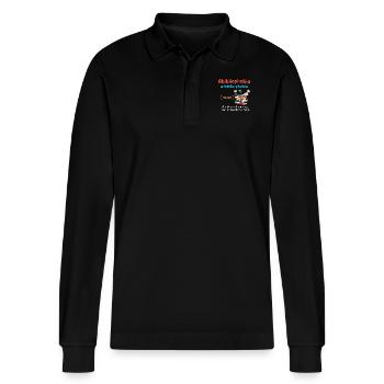 Abibliophobia Bookworm Reading Books - Stanley/Stella Organic Unisex Long-Sleeved Polo Shirt Prepster - black - Front - Anna (173cm) & Nico (186cm)
