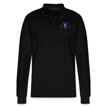 Sorry Can't Hockey Bye Hockey Lover - Stanley/Stella Organic Unisex Long-Sleeved Polo Shirt Prepster - black - Front - Anna (173cm) & Nico (186cm)