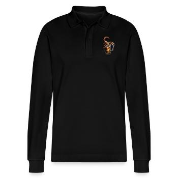 Scorpion Bier - Stanley/Stella Unisex Bio-Langarm-Poloshirt Prepster - Schwarz - Vorne - Anna (173cm) & Nico (186cm)