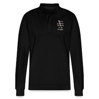Poetry Slam Schriftsteller Poet Literatur Slam - Stanley/Stella Unisex Bio-Langarm-Poloshirt Prepster - Schwarz - Vorne - Anna (173cm) & Nico (186cm)