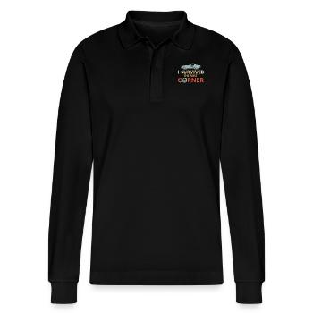 Simracer Esports Enthusiast Sim Racing - Stanley/Stella Organic Unisex Long-Sleeved Polo Shirt Prepster - black - Front - Anna (173cm) & Nico (186cm)