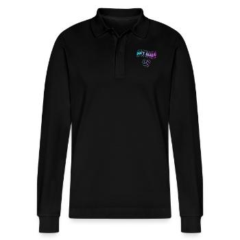 Wenn Sie ein Softeis wollen, holen Sie sich Eis - Stanley/Stella Unisex Bio-Langarm-Poloshirt Prepster - Schwarz - Vorne - Anna (173cm) & Nico (186cm)