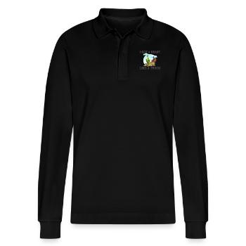 Ich habe ein Herz wie ein Truck - Stanley/Stella Unisex Bio-Langarm-Poloshirt Prepster - Schwarz - Vorne - Anna (173cm) & Nico (186cm)