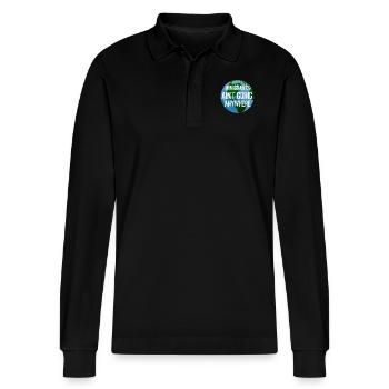 IMMIGRANTS AIN'T GOING ANYWHERE Immigrant Rights - Stanley/Stella Organic Unisex Long-Sleeved Polo Shirt Prepster - black - Front - Anna (173cm) & Nico (186cm)