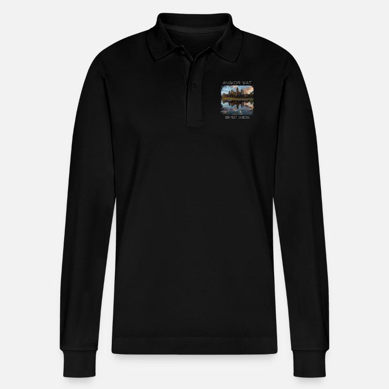 Angkor wat - Stanley/Stella Unisex Bio-Langarm-Poloshirt Prepster - Schwarz