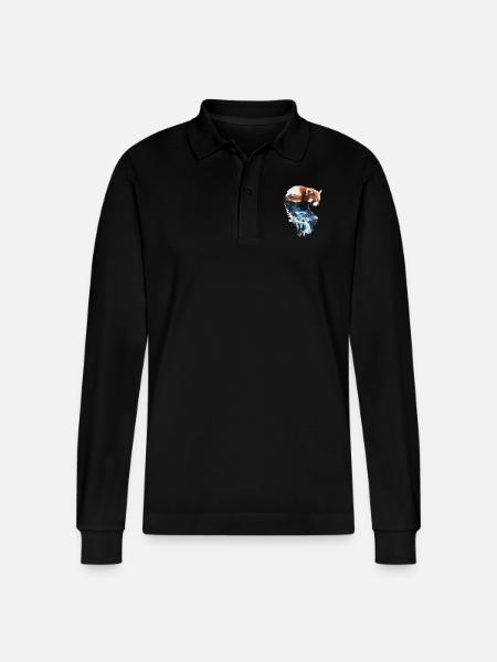 Roter Panda - Stanley/Stella Unisex Bio-Langarm-Poloshirt Prepster - Schwarz