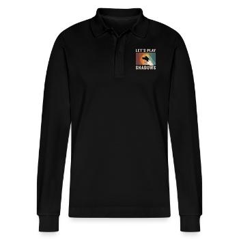 Shadow Puppetry Puppet Show Art - Stanley/Stella Organic Unisex Long-Sleeved Polo Shirt Prepster - black - Front - Anna (173cm) & Nico (186cm)