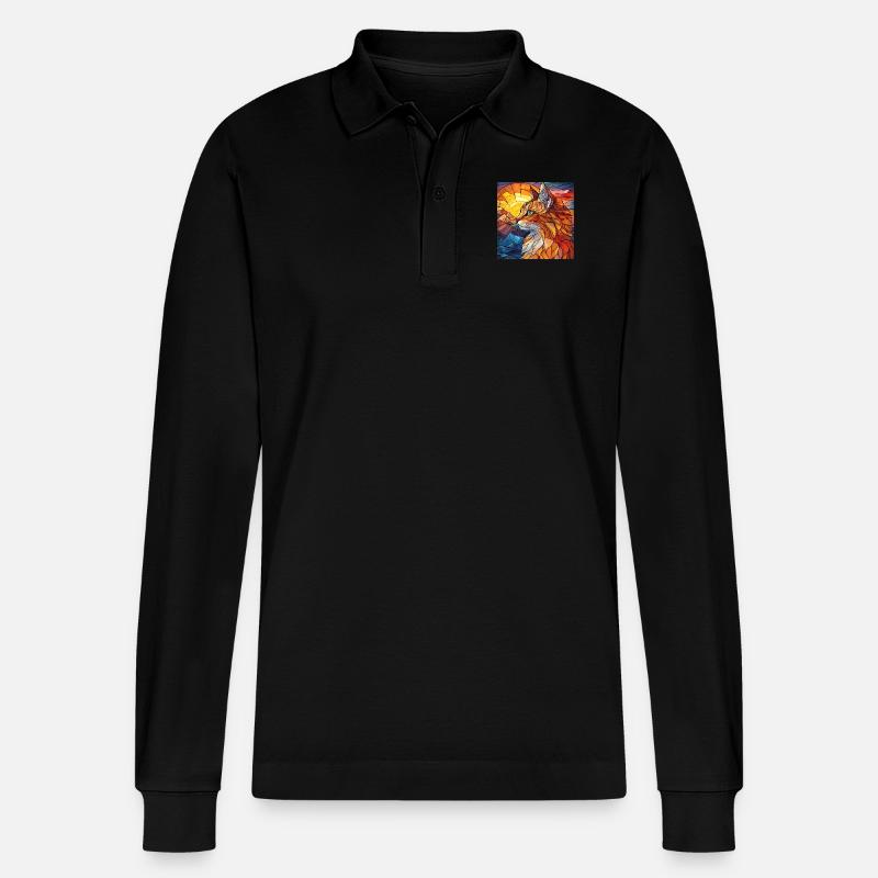 Katze - Stanley/Stella Unisex Bio-Langarm-Poloshirt Prepster - Schwarz