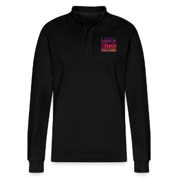 Autismus-Bewusstsein SPED Lehrer lernen - Stanley/Stella Unisex Bio-Langarm-Poloshirt Prepster - Schwarz - Vorne - Anna (173cm) & Nico (186cm)