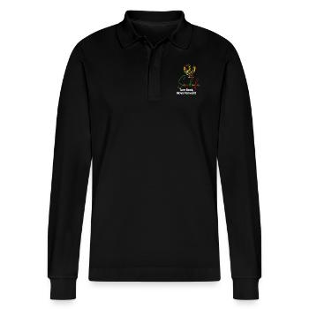 Sankofa Symbol Adinkra Ghana Schwarz - Stanley/Stella Unisex Bio-Langarm-Poloshirt Prepster - Schwarz - Vorne - Anna (173cm) & Nico (186cm)