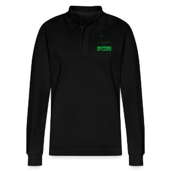 Eintauchen ins Abenteuer Frösche Natur Freude - Stanley/Stella Unisex Bio-Langarm-Poloshirt Prepster - Schwarz - Vorne - Anna (173cm) & Nico (186cm)