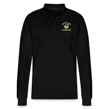 Eintauchen ins Abenteuer Frösche Natur Freude - Stanley/Stella Unisex Bio-Langarm-Poloshirt Prepster - Schwarz - Vorne - Anna (173cm) & Nico (186cm)