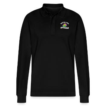 Eintauchen ins Abenteuer Frösche Natur Freude - Stanley/Stella Unisex Bio-Langarm-Poloshirt Prepster - Schwarz - Vorne - Anna (173cm) & Nico (186cm)