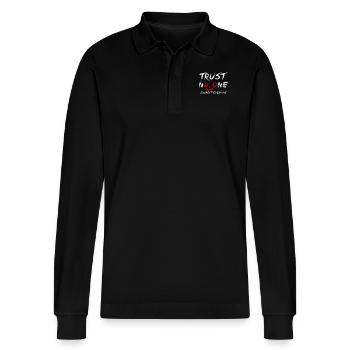 Murder Mystery Dinner Fun Night - Stanley/Stella Organic Unisex Long-Sleeved Polo Shirt Prepster - black - Front - Anna (173cm) & Nico (186cm)