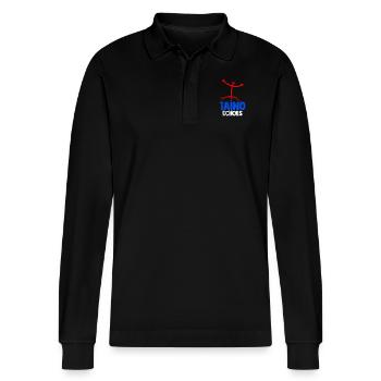 Taíno spiegelt den Stolz seiner karibischen Abstammung wider - Stanley/Stella Unisex Bio-Langarm-Poloshirt Prepster - Schwarz - Vorne - Anna (173cm) & Nico (186cm)