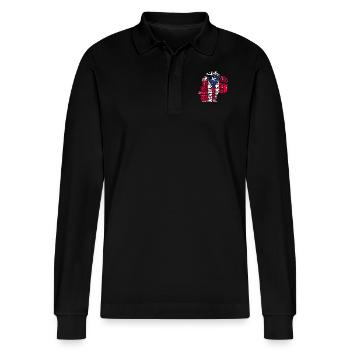 Taíno Echoes Caribbean Ancestry Pride - Stanley/Stella Organic Unisex Long-Sleeved Polo Shirt Prepster - black - Front - Anna (173cm) & Nico (186cm)