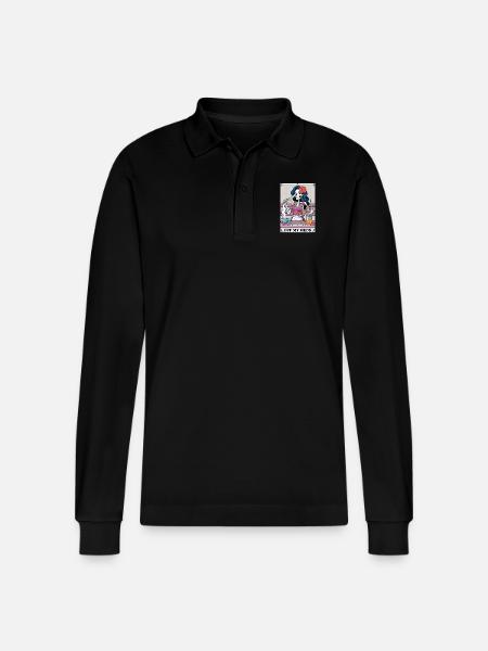 Tarotkarte - Stanley/Stella Unisex Bio-Langarm-Poloshirt Prepster - Schwarz