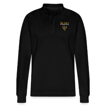 Sankofa Symbol Adinkra Ghana Schwarz - Stanley/Stella Unisex Bio-Langarm-Poloshirt Prepster - Schwarz - Vorne - Anna (173cm) & Nico (186cm)