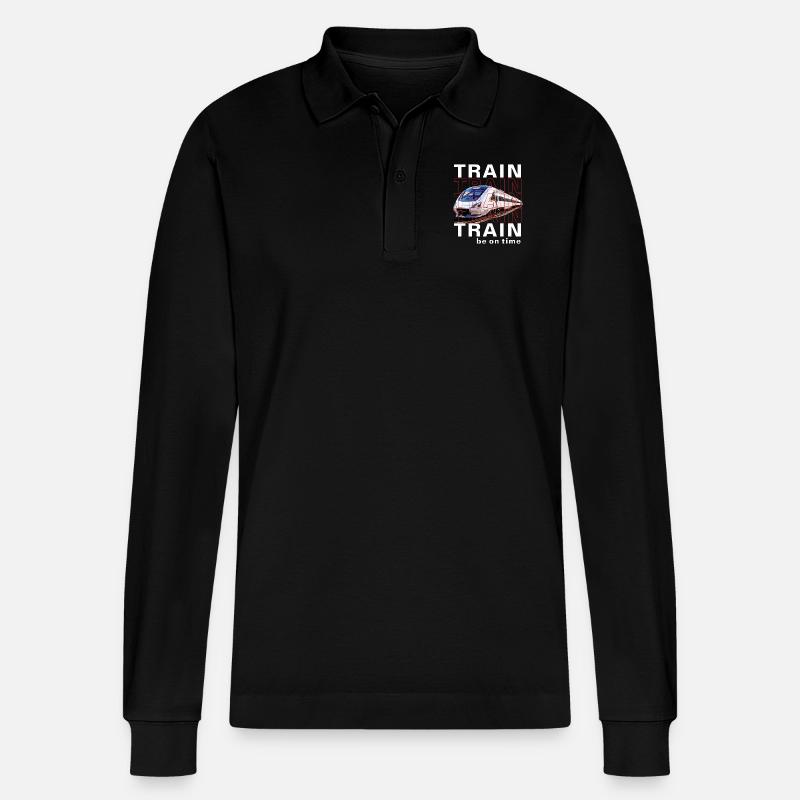 ZUG TRAIN be on time - Stanley/Stella Unisex Bio-Langarm-Poloshirt Prepster - Schwarz