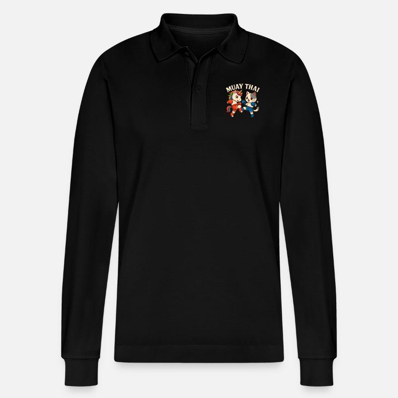Muay Thai Boxen - Stanley/Stella Unisex Bio-Langarm-Poloshirt Prepster - Schwarz