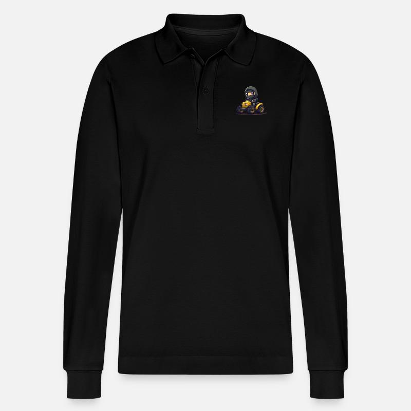 Ninja auf Traktor - Stanley/Stella Unisex Bio-Langarm-Poloshirt Prepster - Schwarz