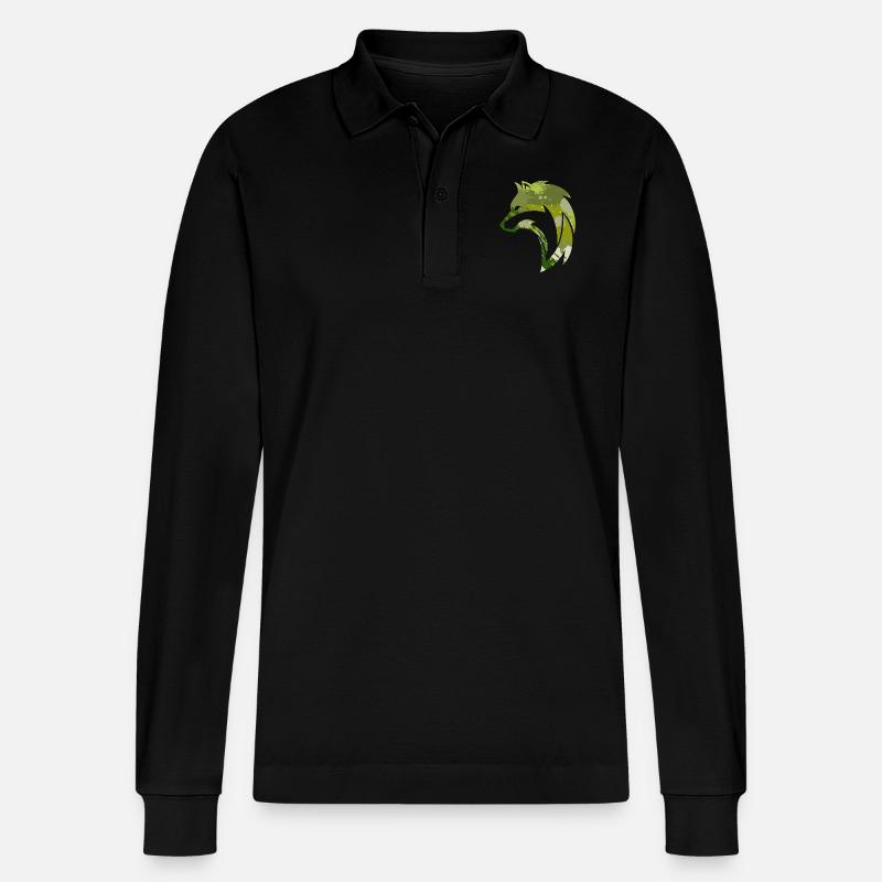 Wilder Wolf Tarnmuster - Stanley/Stella Unisex Bio-Langarm-Poloshirt Prepster - Schwarz