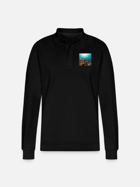 Coral reef - Stanley/Stella Organic Unisex Long-Sleeved Polo Shirt Prepster - black