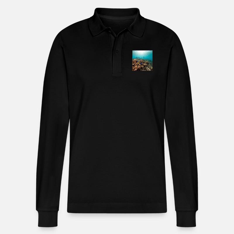 Korallenriff - Stanley/Stella Unisex Bio-Langarm-Poloshirt Prepster - Schwarz