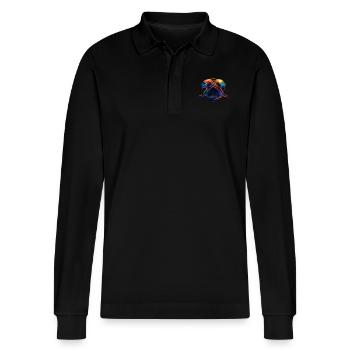 Stachelrochen - Stanley/Stella Unisex Bio-Langarm-Poloshirt Prepster - Schwarz - Vorne - Anna (173cm) & Nico (186cm)
