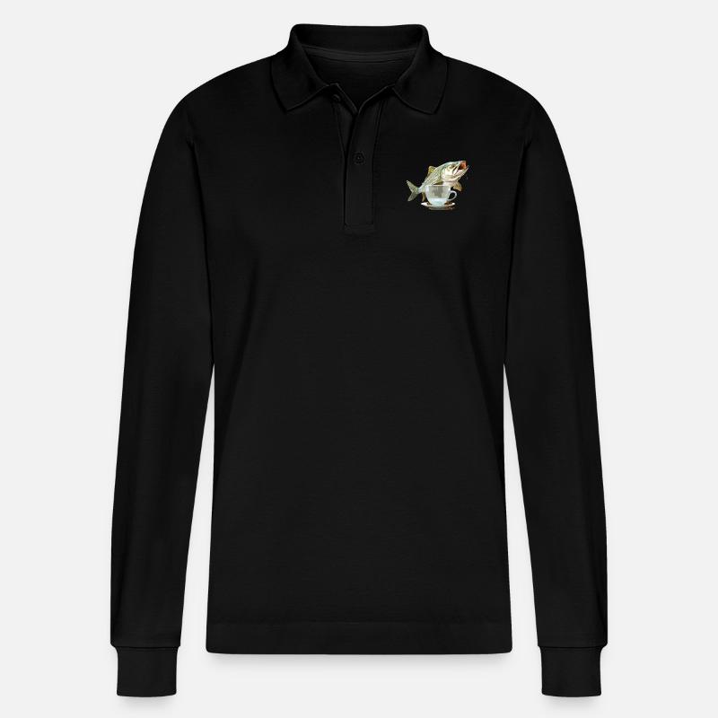 Tarpon Kaffee - Stanley/Stella Unisex Bio-Langarm-Poloshirt Prepster - Schwarz