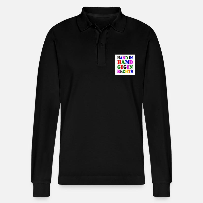 Gegen rechts - Stanley/Stella Unisex Bio-Langarm-Poloshirt Prepster - Schwarz