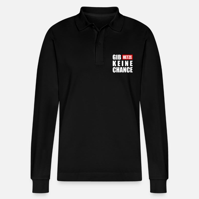 gib hetze keine chance - Stanley/Stella Unisex Bio-Langarm-Poloshirt Prepster - Schwarz