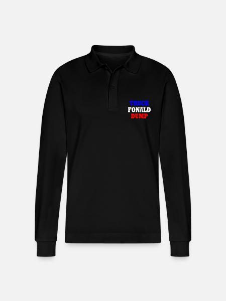 truck fonald dump - Stanley/Stella Organic Unisex Long-Sleeved Polo Shirt Prepster - black