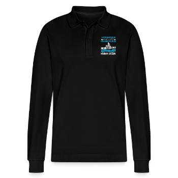 Physiotherapeut Physio Beruf Sprüche neu Geschenk - Stanley/Stella Unisex Bio-Langarm-Poloshirt Prepster - Schwarz - Vorne - Anna (173cm) & Nico (186cm)