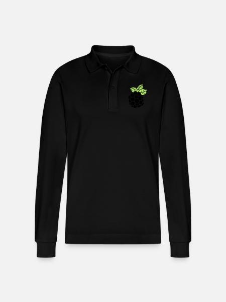 blackberry - Stanley/Stella Organic Unisex Long-Sleeved Polo Shirt Prepster - black