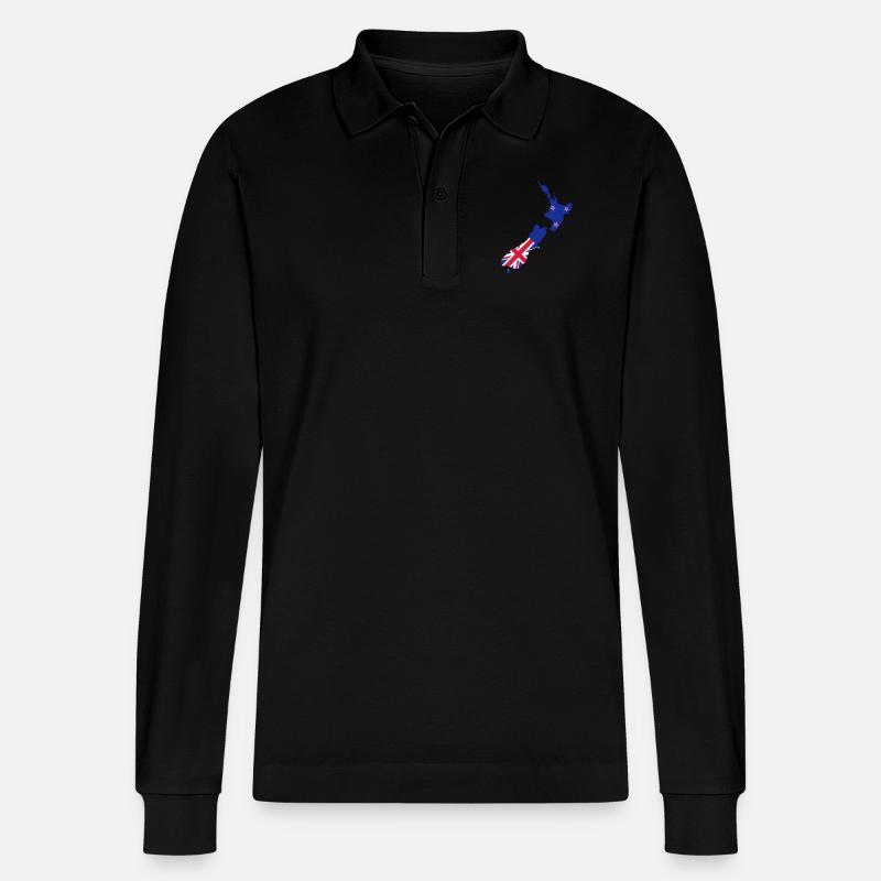 Neuseeland - Stanley/Stella Unisex Bio-Langarm-Poloshirt Prepster - Schwarz