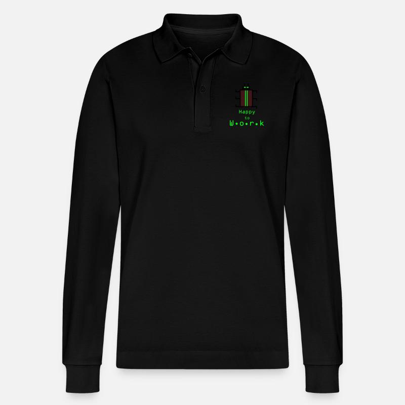 HappyWorkBeetle - Stanley/Stella Unisex Bio-Langarm-Poloshirt Prepster - Schwarz