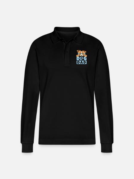 Border Collie dog DAD - Stanley/Stella Organic Unisex Long-Sleeved Polo Shirt Prepster - black