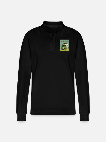 Camping für immer - Stanley/Stella Unisex Bio-Langarm-Poloshirt Prepster - Schwarz